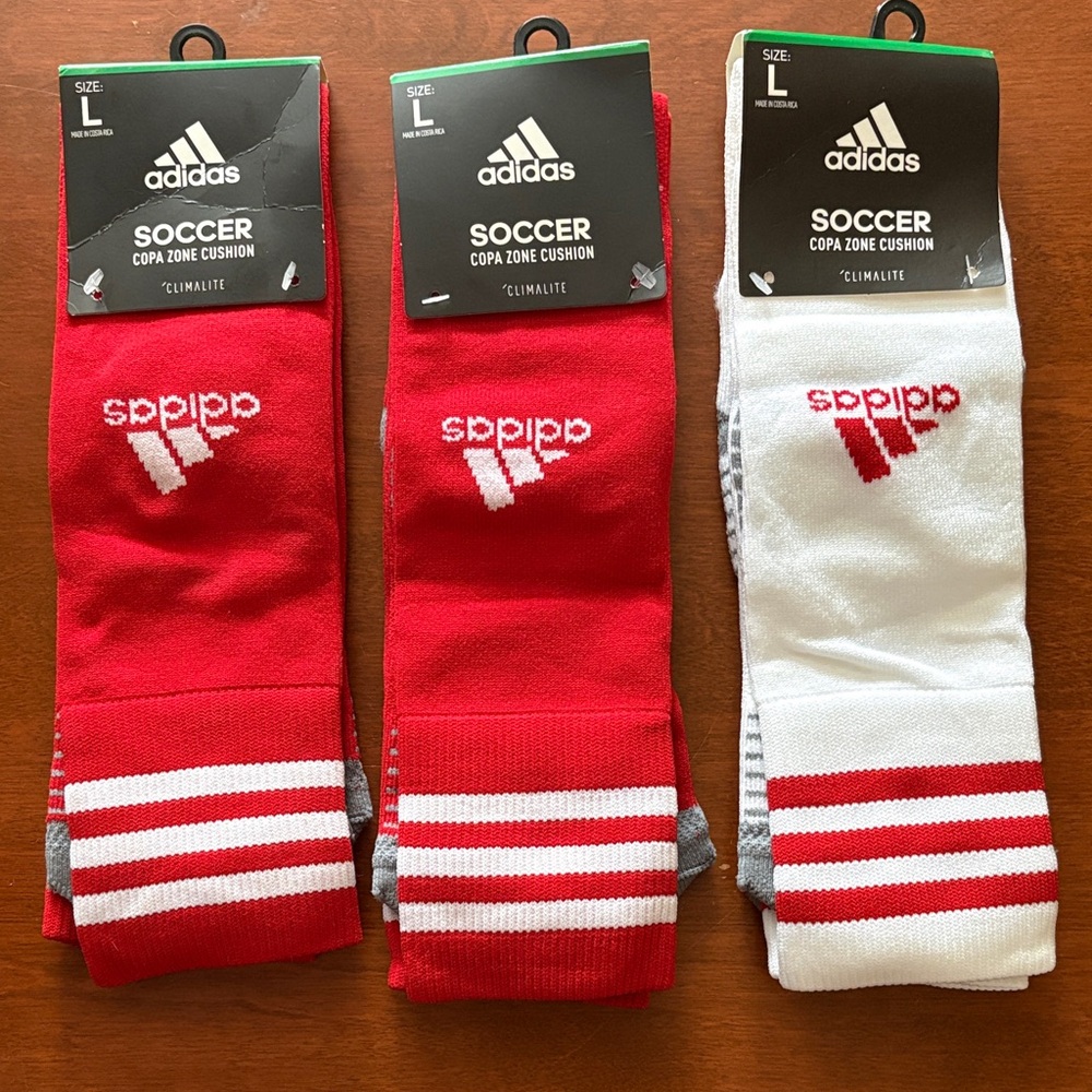 adidas Men's Athletic Soccer Socks - Red and White
